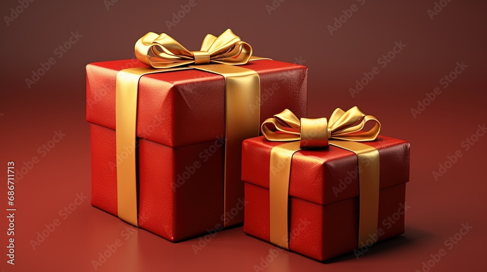 3d illustration of red gift boxes