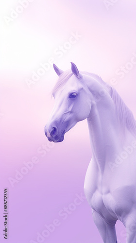 Ultra minimalism photography of a horse, pastel color phone background created with Generative Ai © Andrii Yablonskyi