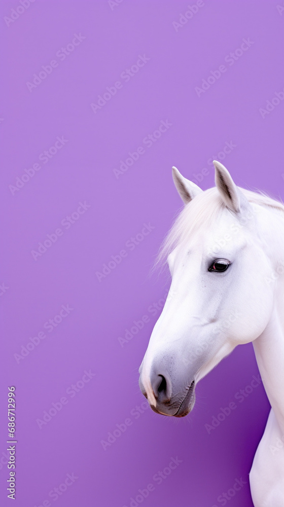 Ultra minimalism photography of a horse, pastel color phone background created with Generative Ai