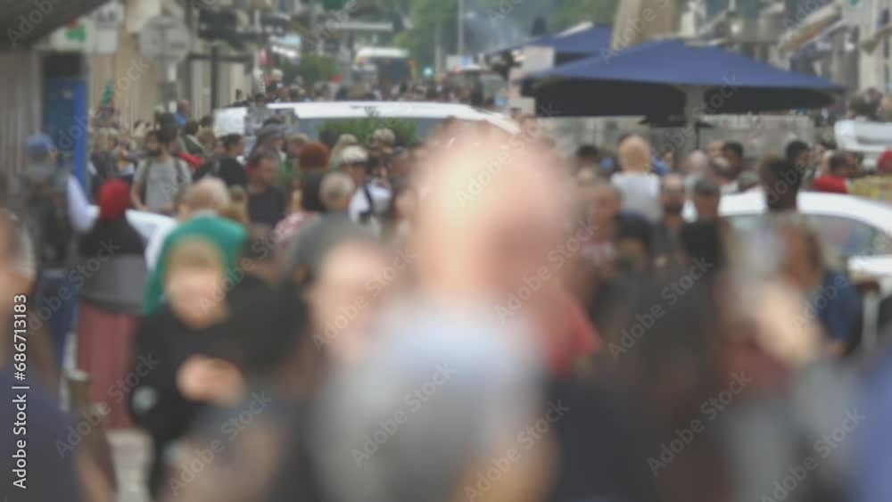 Blurry Street Scene with Crowds of People Walking Blurry Street Scene with Crowds of People Walking