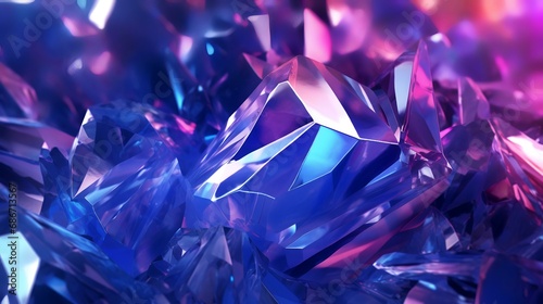 3d render, abstract background with blue and pink crystals, gemstone