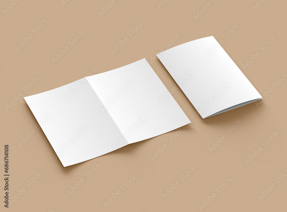 Blank Half Fold 8.5x11 letter brochure 3d render to present your design Blank Half Fold 8.5x11 letter brochure 3d render to present your design