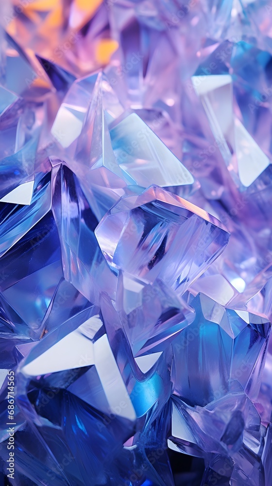 shiny illuminating purple blue holographic raw crystals diamonds wallpaper background portrait manifestation fengshui new age 
