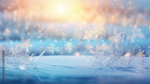 snowflakes caught in a gentle breeze, creating a dynamic and visually stunning winter scene in the soft light of dawn