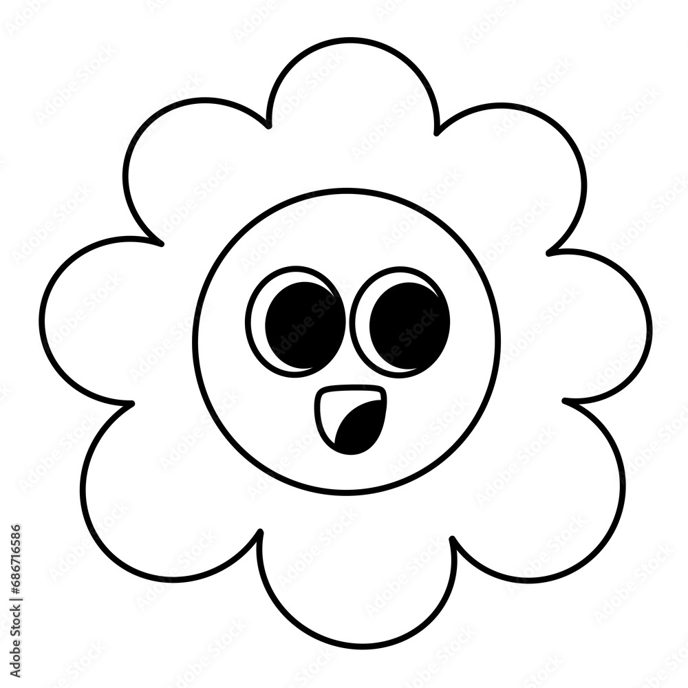 Cartoon flower line Icon.