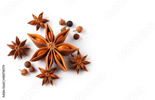 Anise and pepper on white background 