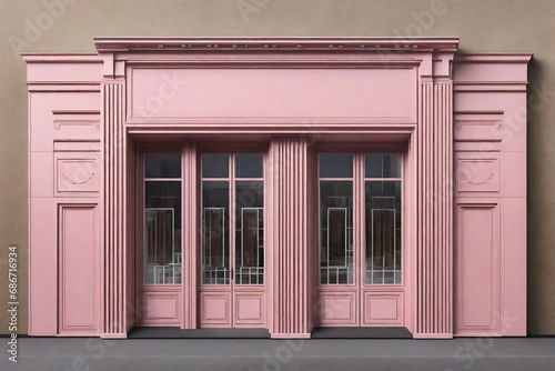 vintage pink storefront , retro commercial facade template model © eric