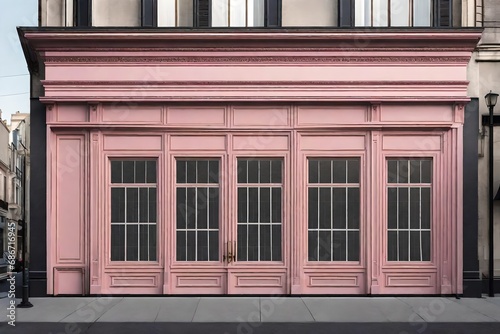 vintage pink storefront , retro commercial facade template model
