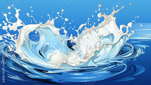 Isolated background splashing milk created with Generative AI tecnology.