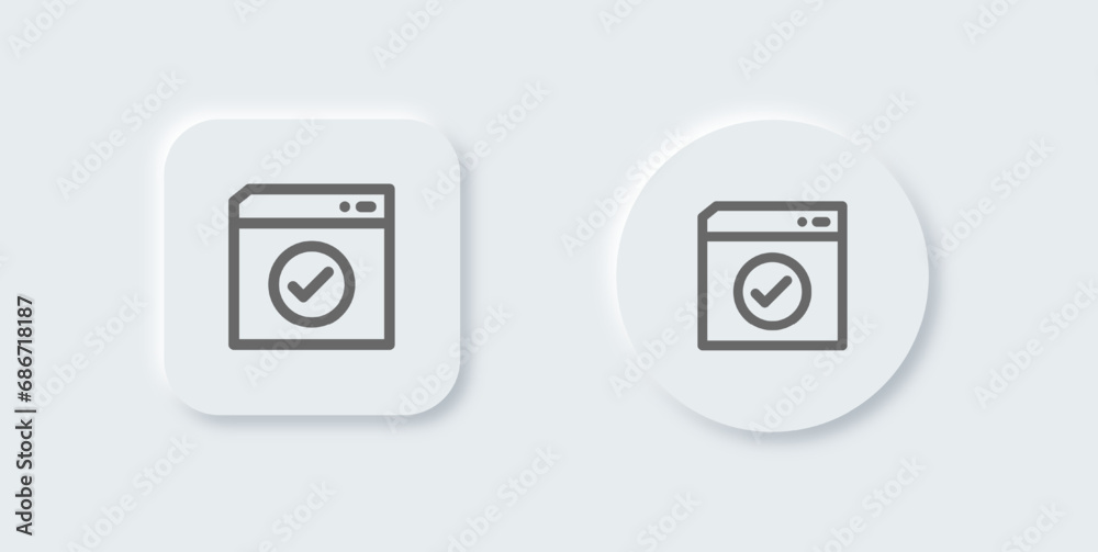 Accept line icon in neomorphic design style. Check mark signs vector illustration. Accept line icon in neomorphic design style. Check mark signs vector illustration.