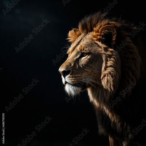 The lion on a dark background is a symbol of greatness and leadership.