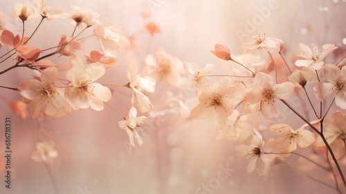 Delicate pink flowers for the March 8 holiday, generative AI