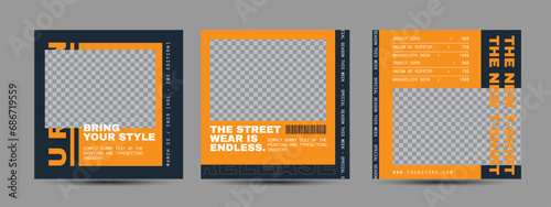 Modern urban futuristic streetwear fashion design for social media post template