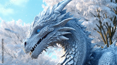 fantasy whimsical bold lines high detail frost dragon.Generative AI © sudipdesign