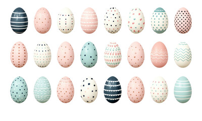 collection of easter eggs isolated on transparent background