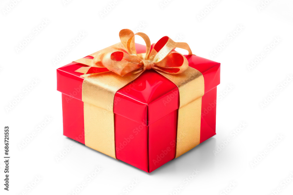 red present box with gold bow isolated on transparent background cutout red present box with gold bow isolated on transparent background cutout
