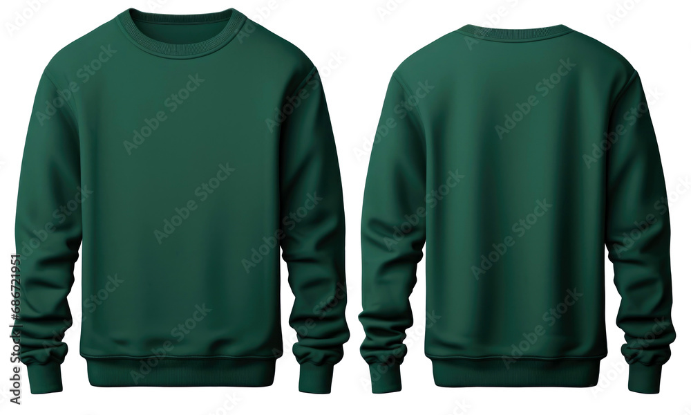 Blank green hoodie in front and back view, mockup, isolated on ...