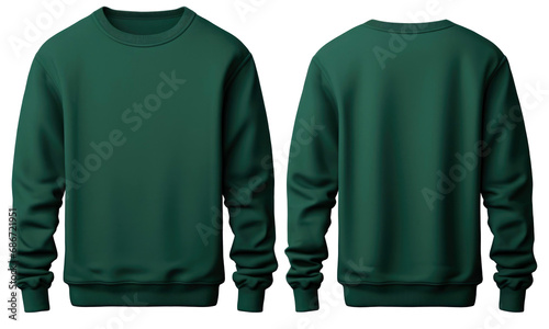 Blank green hoodie in front and back view, mockup, isolated on transparent background