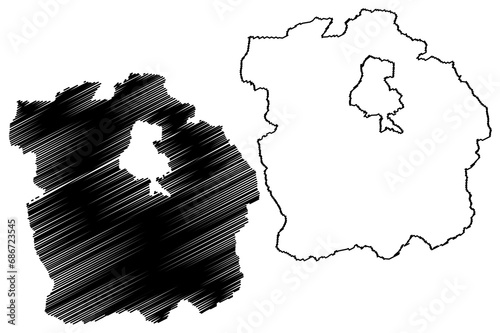 Innsbruck-Land district (Republic of Austria or Österreich, Tyrol or Tirol state) map vector illustration, scribble sketch Bezirk Innsbruck Land map