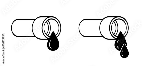 Milieu icon. Wastewater, dirty water. Sewer, oil pipe line. From the pipe flowing liquid into the river or sea. Waste water pollution from industry. Sewer system. Industrial drain. Drainage.