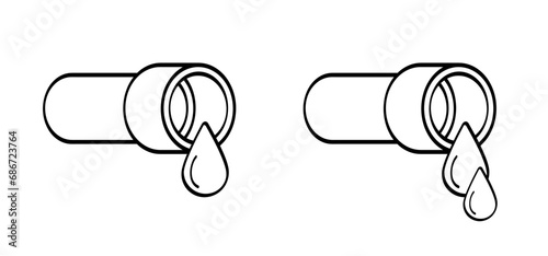 Milieu icon. Wastewater, dirty water. Sewer, oil pipe line. From the pipe flowing liquid into the river or sea. Waste water pollution from industry. Sewer system. Industrial drain. Drainage.