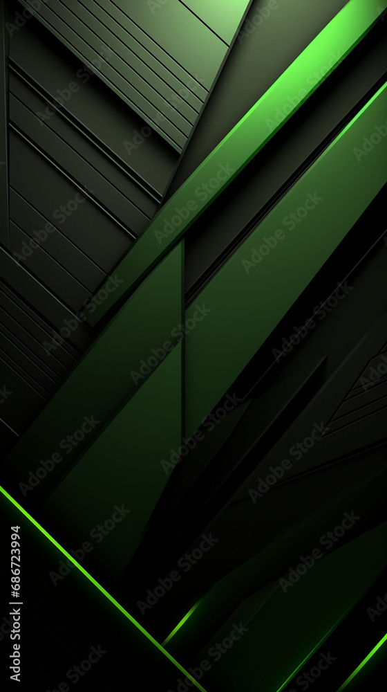 Obraz premium wallpaper for device, black with green accents, minimalist created with Generative Ai