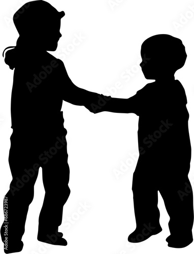 silhouette of two children on a transparent background