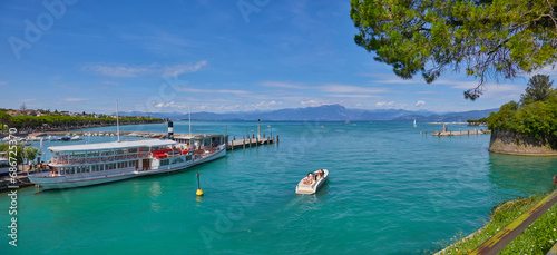 Beautiful panoramic view of the harbor of Peschiera del Garda, on Lake Garda, Italy. photo
