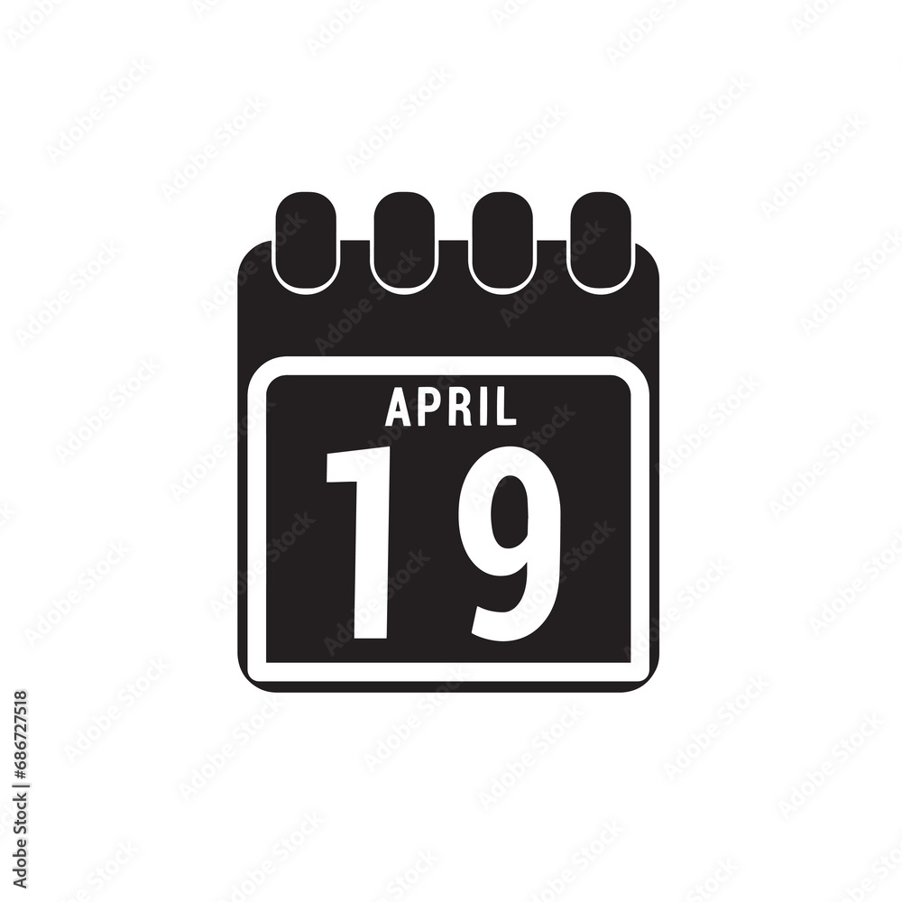 Calendar displaying day 19 (nineteenth) of the April - Day 19 of the month. Illustration
Calendar displaying day 19 (nineteenth) of the April - Day 19 of the month. Illustration
