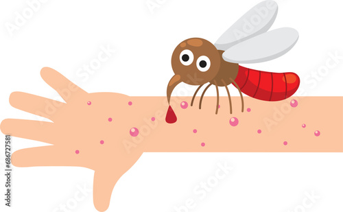 Mosquito bite white on background