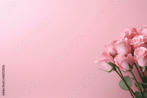 roses on long background spring banner action place for text