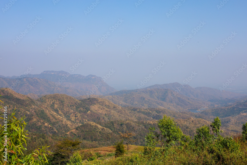 View of landscape mountain and forest at khao kho in thailand View of landscape mountain and forest at khao kho in thailand