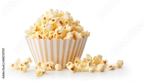 Popcorn isolated on white background, created with Generative Ai technology.