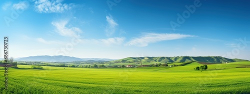 Natural scenic panorama green field © anupdebnath