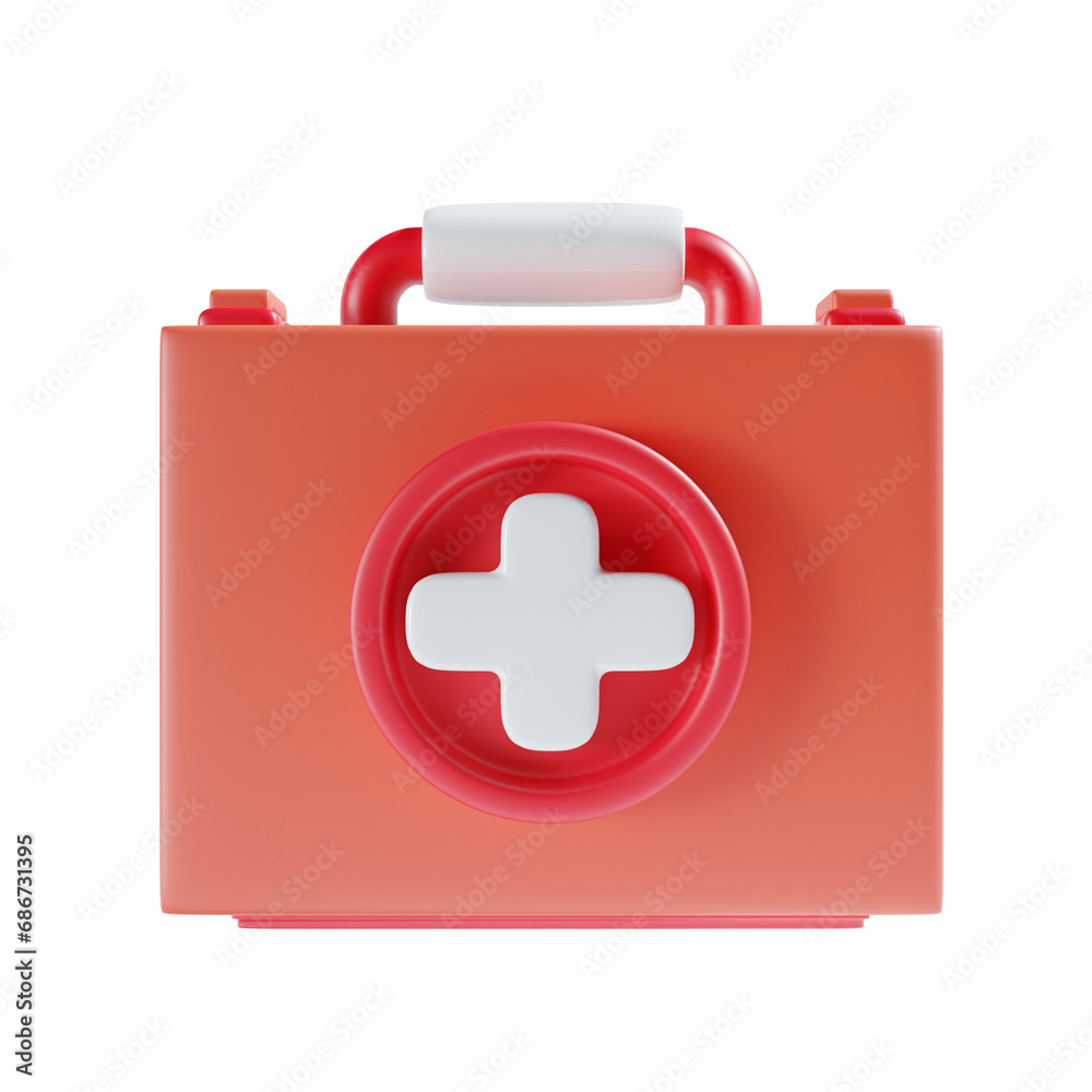 Obraz premium first aid kit 3d illustration red theme