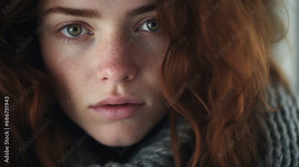 A close up of a person with red hair A close up of a person with red hair