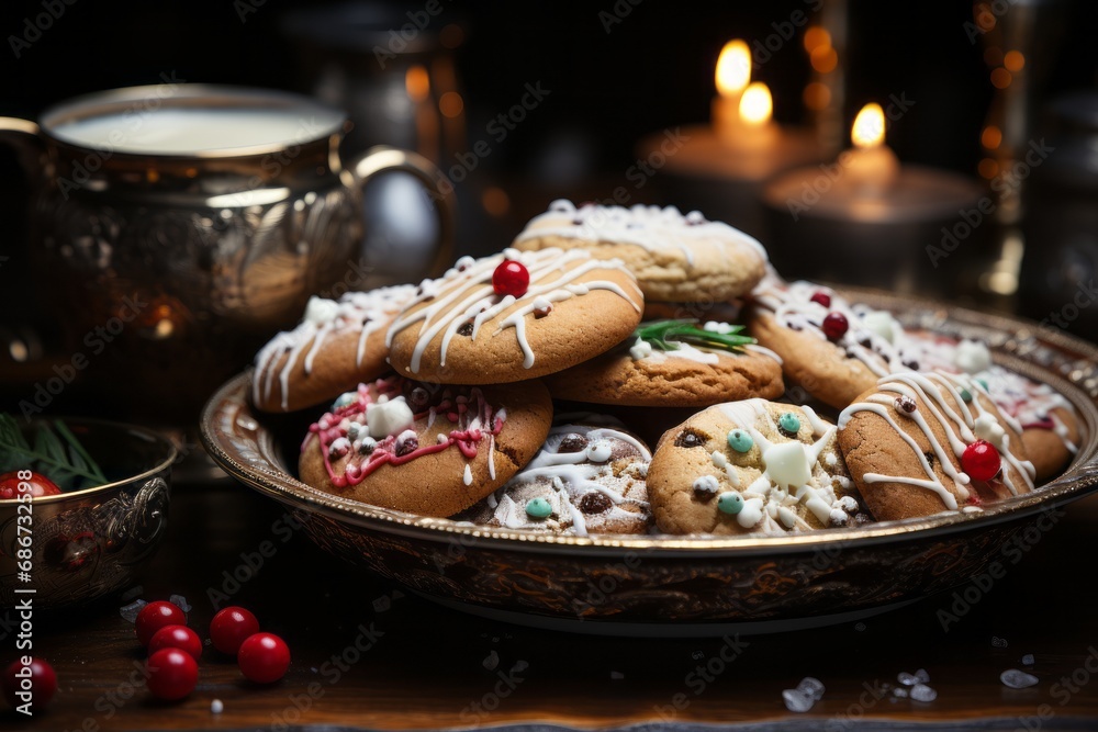On the table, plates filled with cookies, each adorned with meticulous and charming details in their decoration.