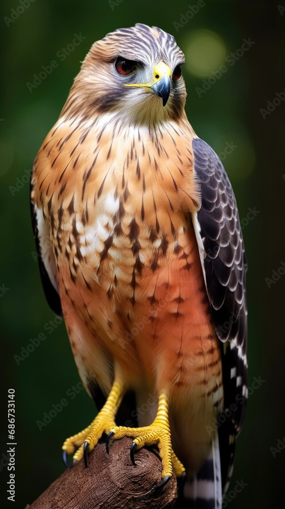 Portrait of a majestic Red shouldered Hawk (Buteo lineatus) close up Portrait of a majestic Red shouldered Hawk (Buteo lineatus) close up