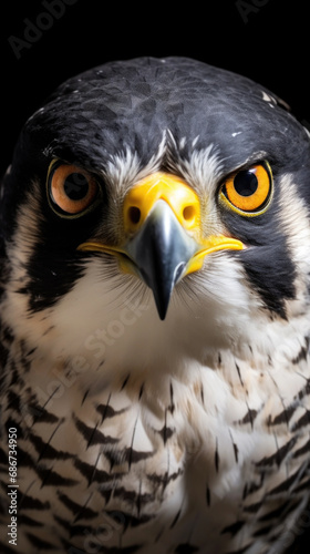 Portrait of a majestic Peregrine Falcon (Falco peregrinus) close up
