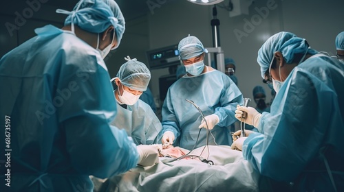group of doctors are performing surgery in the operating room