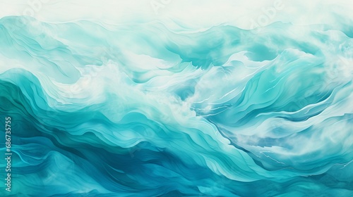 a mesmerizing image with waves in gradients of cerulean and turquoise, reminiscent of a tranquil tropical seascape.