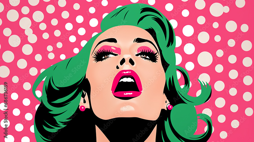 A Pop Art Odyssey with a Pink & Green Muse, Unveiling the Vibrancy of Digital Artistry and Timeless Elegance