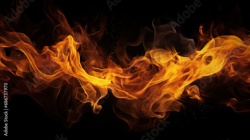 Mesmerizing Abstract Fire Image: A Beautiful Nighttime Blaze Illuminating the Dark - Creative Background with Glowing Flames, Radiant Heat, and Intense Energy for Artistic Designs. © Sunanta