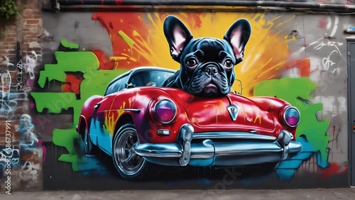 French Bulldog Graffiti S6.
Fun and funky image of a French bulldog with graffiti, and be perfect for use in a variety of contexts, 
Including pet websites, fashion blogs, and social media posts. photo