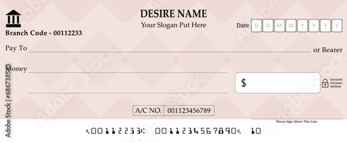 Crafting Fictional Finances with a Blank Checkbook on Soft Pink - A Cheque Template, A Bank Check Page With Fake Information