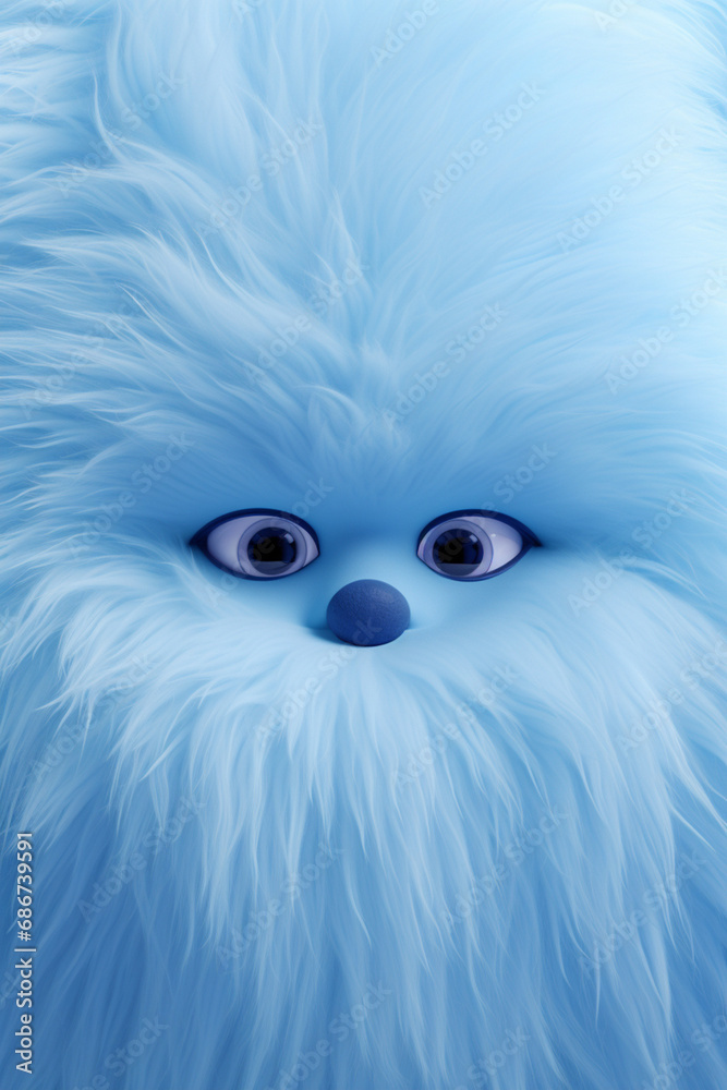 navy blue fluffy furry wall with big white eyes created with Generative Ai navy blue fluffy furry wall with big white eyes created with Generative Ai