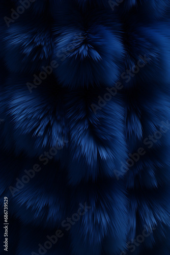 navy blue fluffy furry wall with big white eyes created with Generative Ai