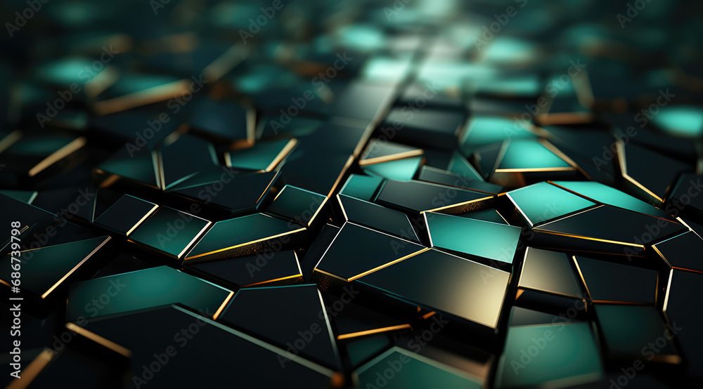 Dark geometric shapes with glowing edges creating a striking abstract pattern. Dark geometric shapes with glowing edges creating a striking abstract pattern.