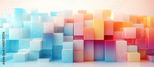 Modern squares abstract background. Light color gradient. 3d effect. Square stripes