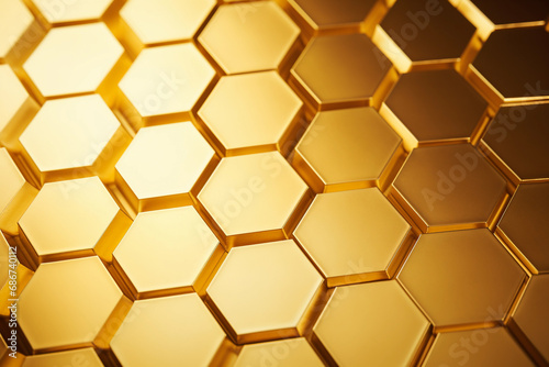 Gold hexagon background. Abstract geometric backdrop.